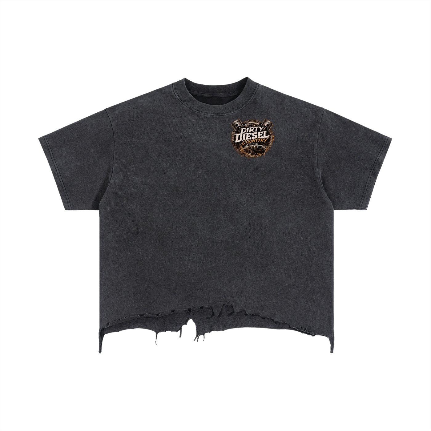 Vintage Wash Boxy Distressed Hem T-Shirt